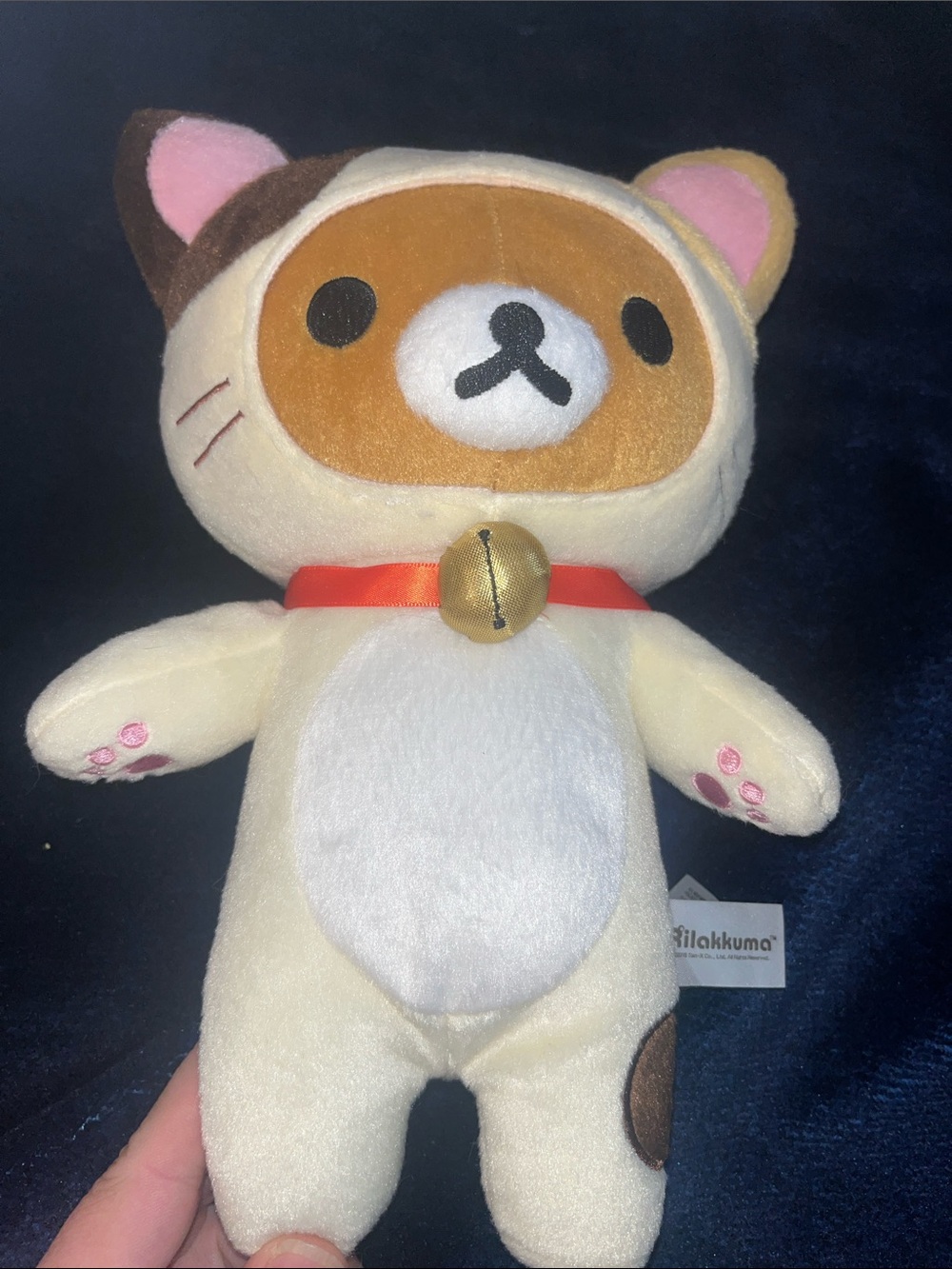 Rilakkuma Cat Plush - Cream & Brown with Red Collar